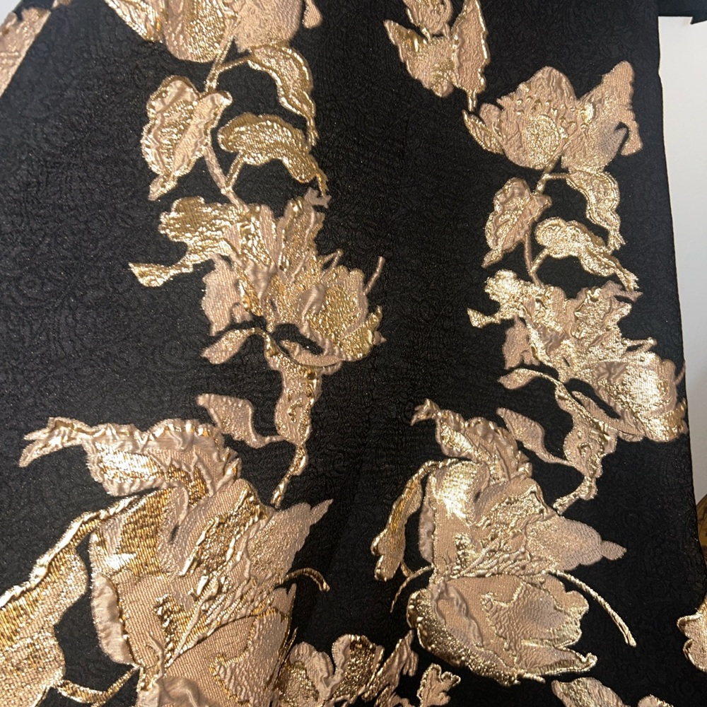 Teri Jon Black Textured Skirt Suit with Gold Metallic Detail - Picture 4 of 4